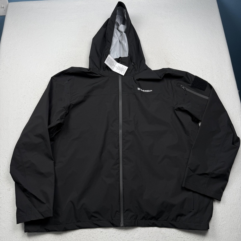 BAERSkin Jacket Mens 3XL Black Hooded Full Zip Windbreaker Rain Hiking Shell